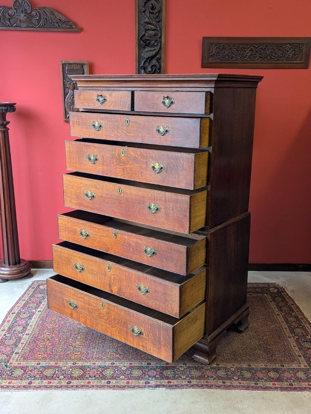 Antique Georgian Oak Chest on Chest c.1780 View III