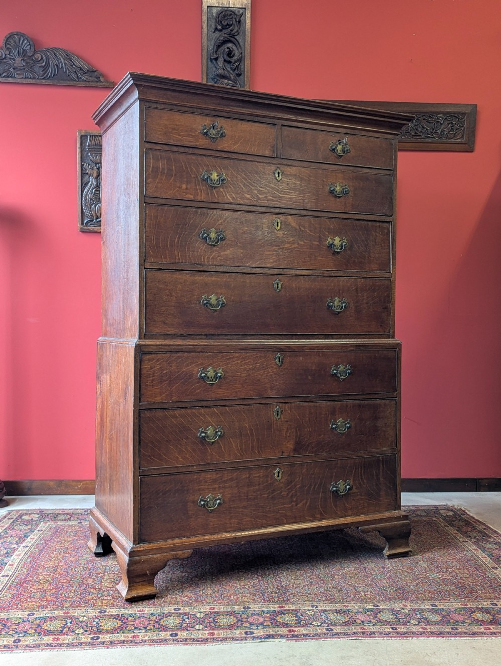 Antique Georgian Oak Chest on Chest c.1780 View VI
