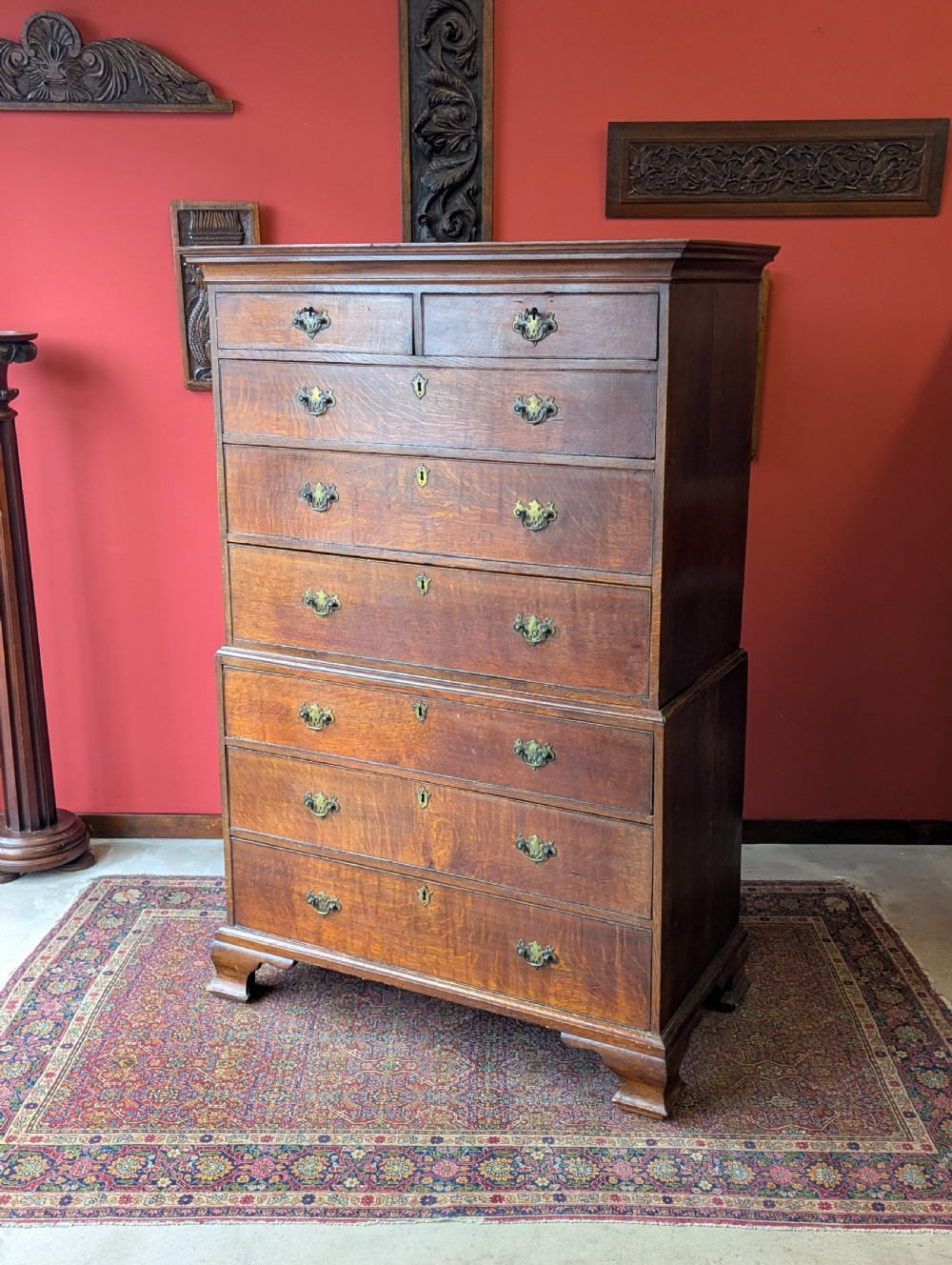 Antique Georgian Oak Chest on Chest c.1780 View VIII