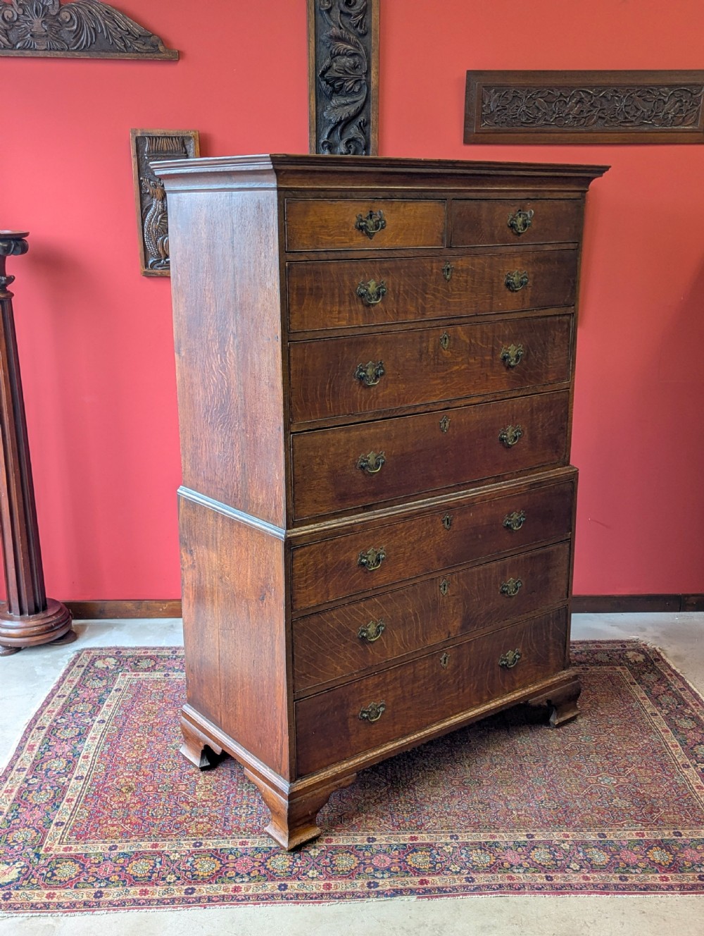 Antique Georgian Oak Chest on Chest c.1780 View IX