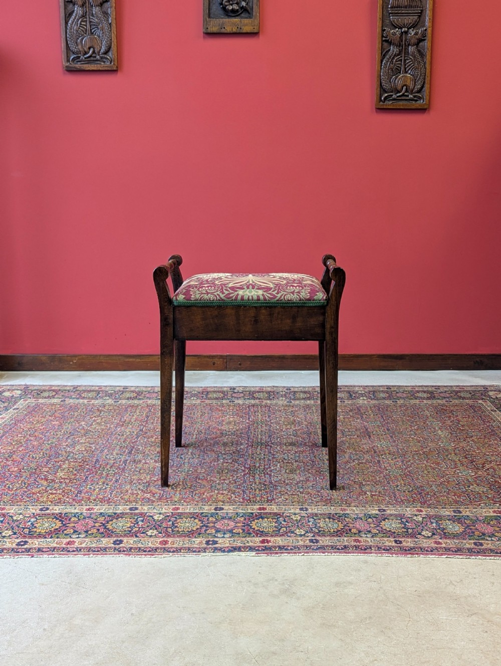 Antique Edwardian Mahogany Piano Stool with Storage c.1910 View II