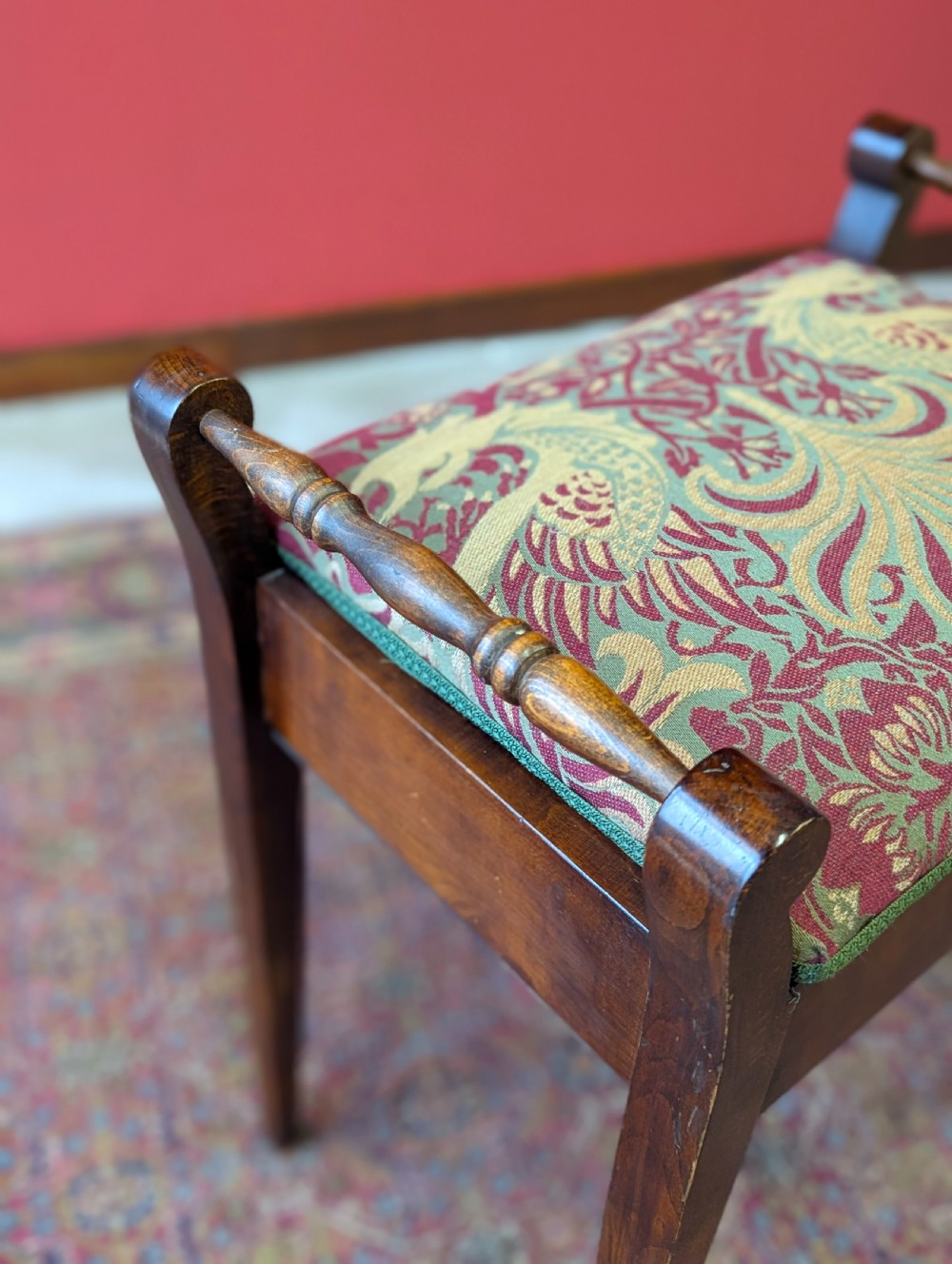 Antique Edwardian Mahogany Piano Stool with Storage c.1910 View VI