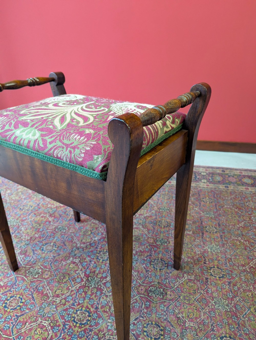 Antique Edwardian Mahogany Piano Stool with Storage c.1910 View VIII