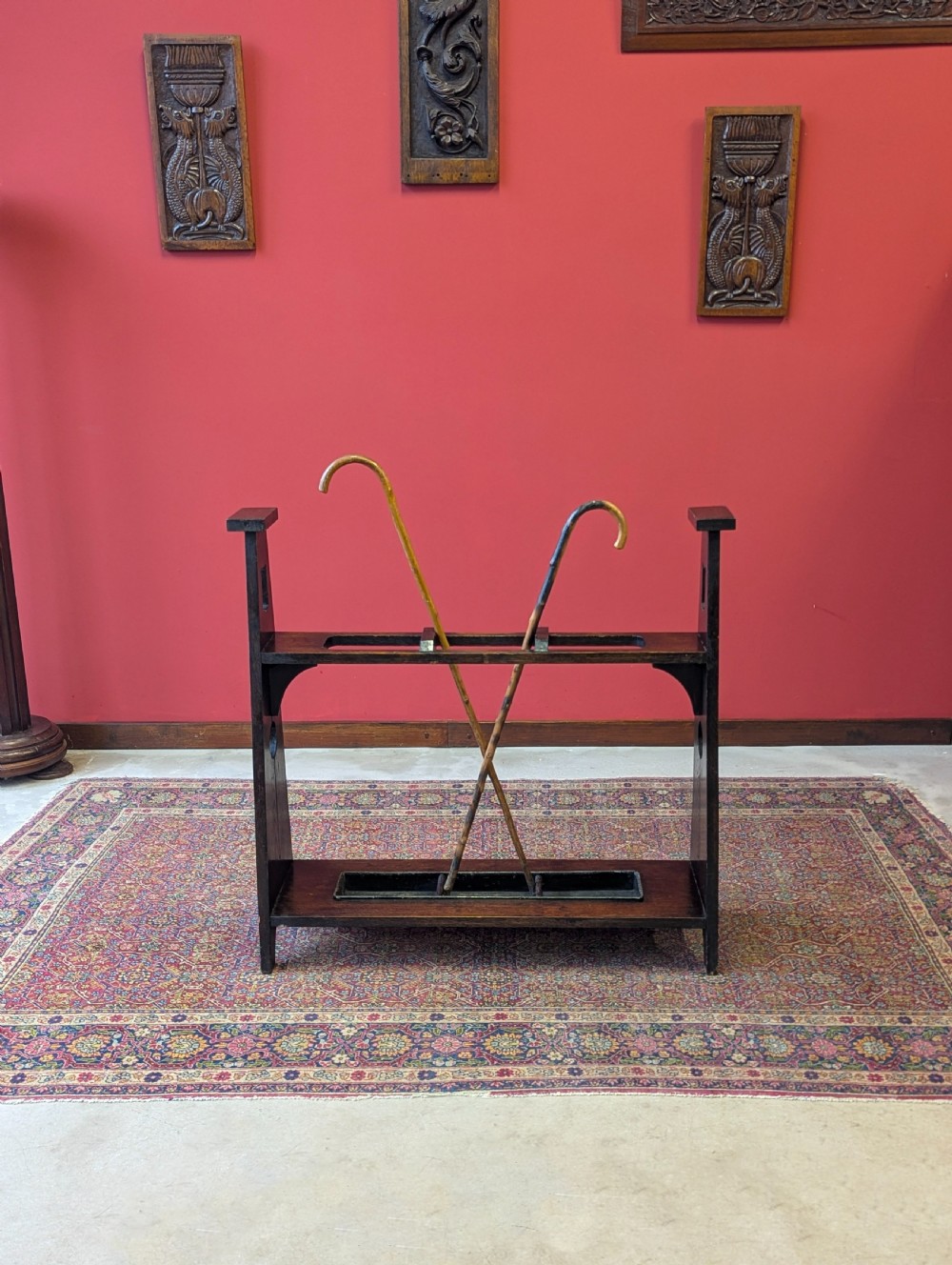 Antique Arts & Crafts Oak Umbrella Stand c.1900 View IV