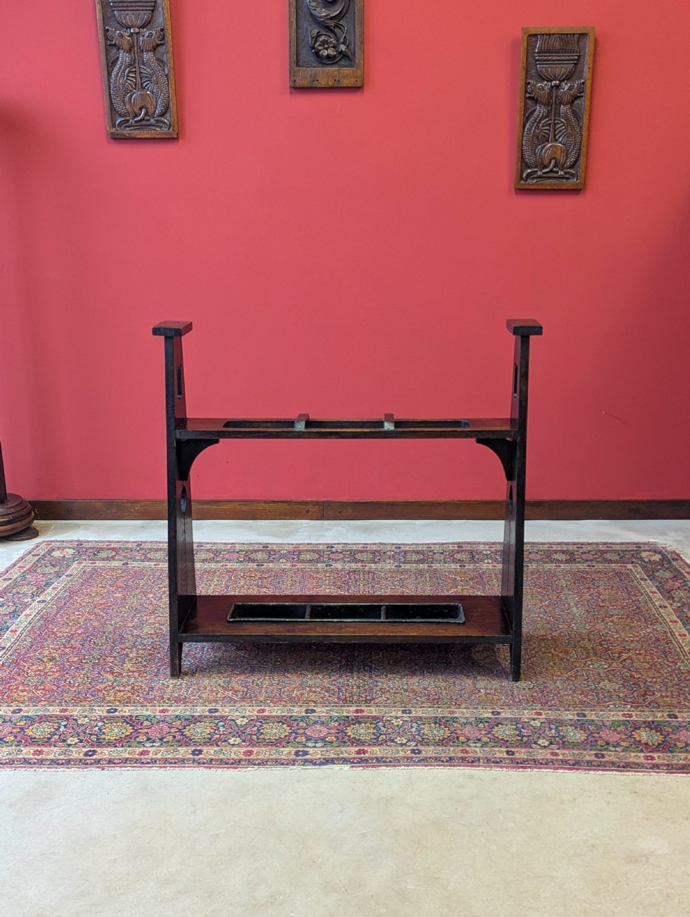 Antique Arts & Crafts Oak Umbrella Stand c.1900 View VIII