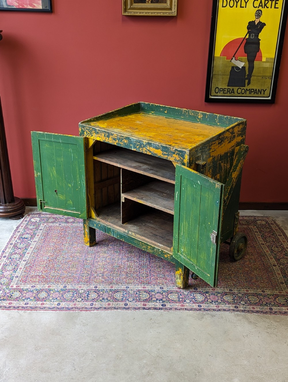 Antique Early 20th Century Industrial Wheeled Cupboard View V