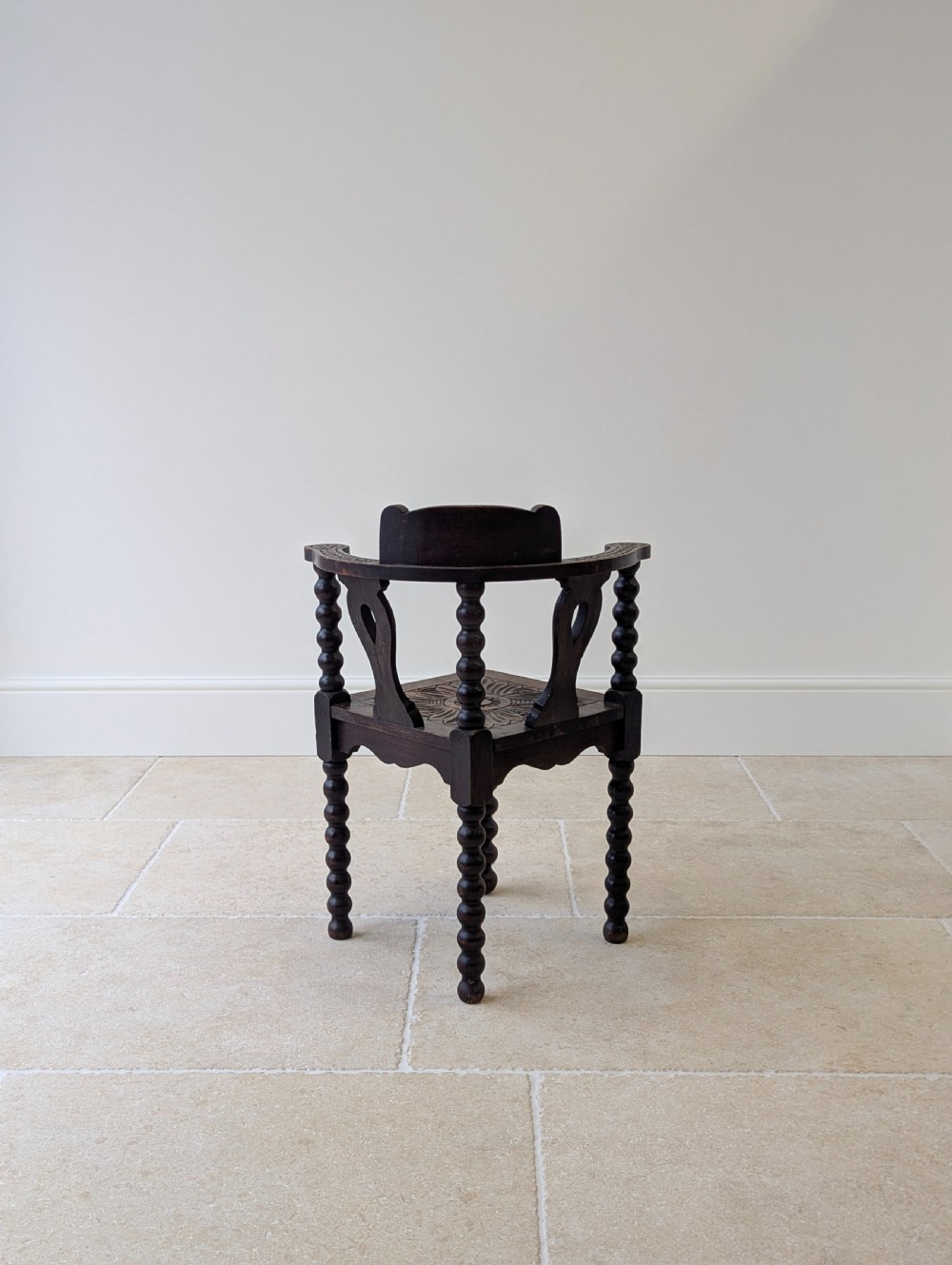 Antique Victorian Carved Oak Bobbin Corner Chair c.1890 View X