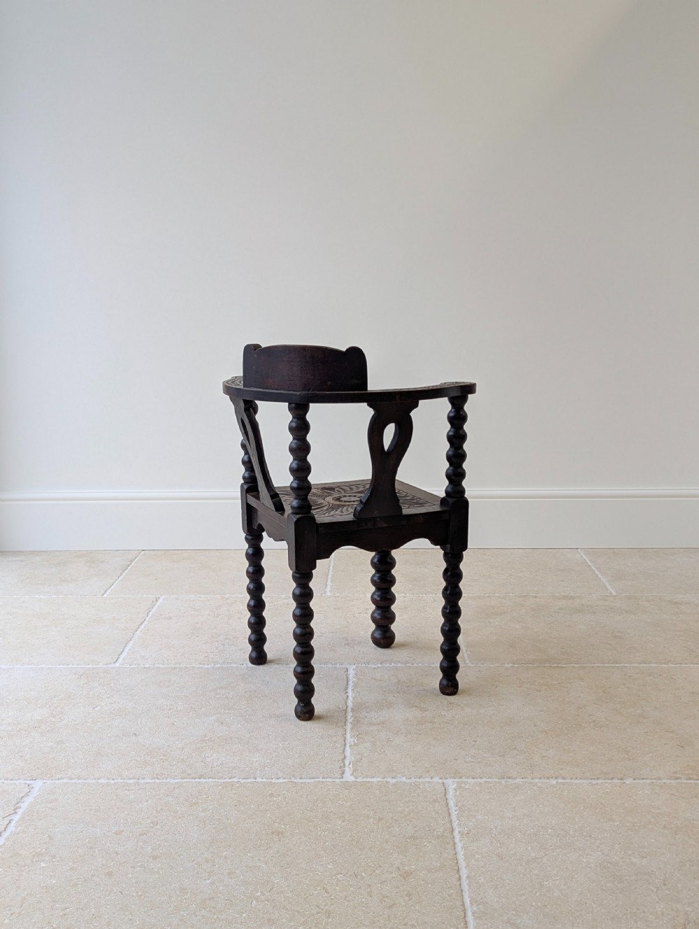 Antique Victorian Carved Oak Bobbin Corner Chair c.1890 View XI