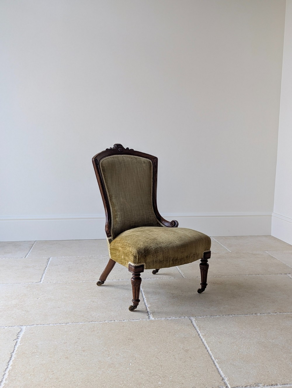Antique Victorian Walnut Low Bedroom Chair c.1870 View VII