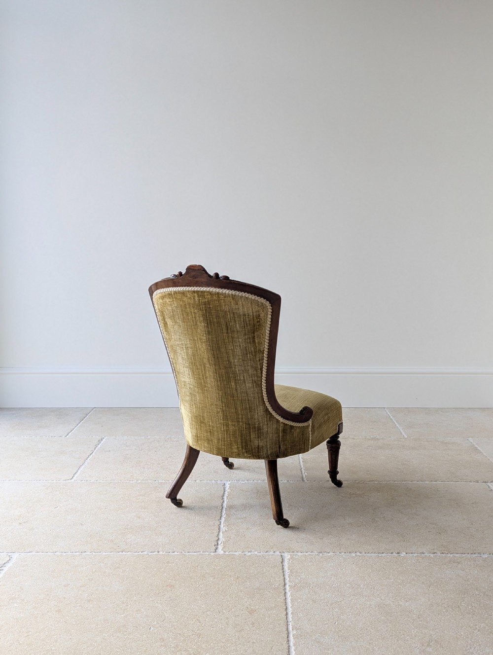 Antique Victorian Walnut Low Bedroom Chair c.1870 View IX