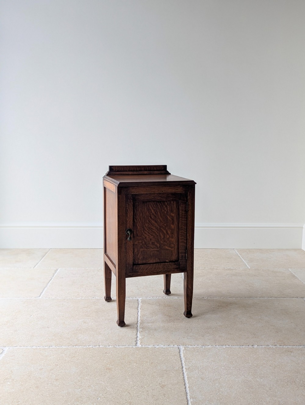 Antique Edwardian Arts & Crafts Oak Bedside Cabinet c.1910 View XII
