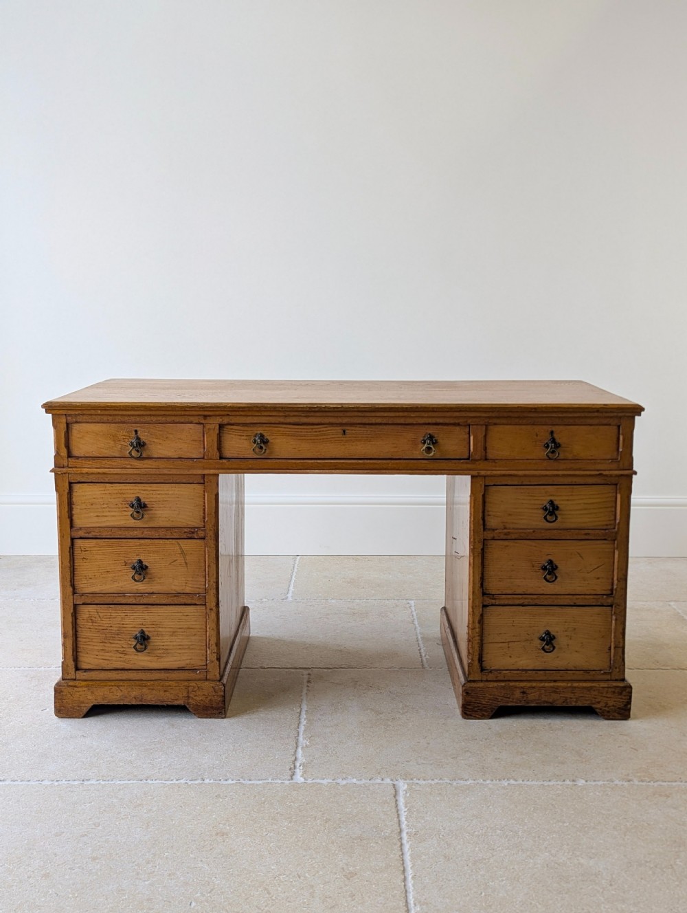Antique Victorian Aesthetic Movement Solid Ash Pedestal Desk c.1880 View II