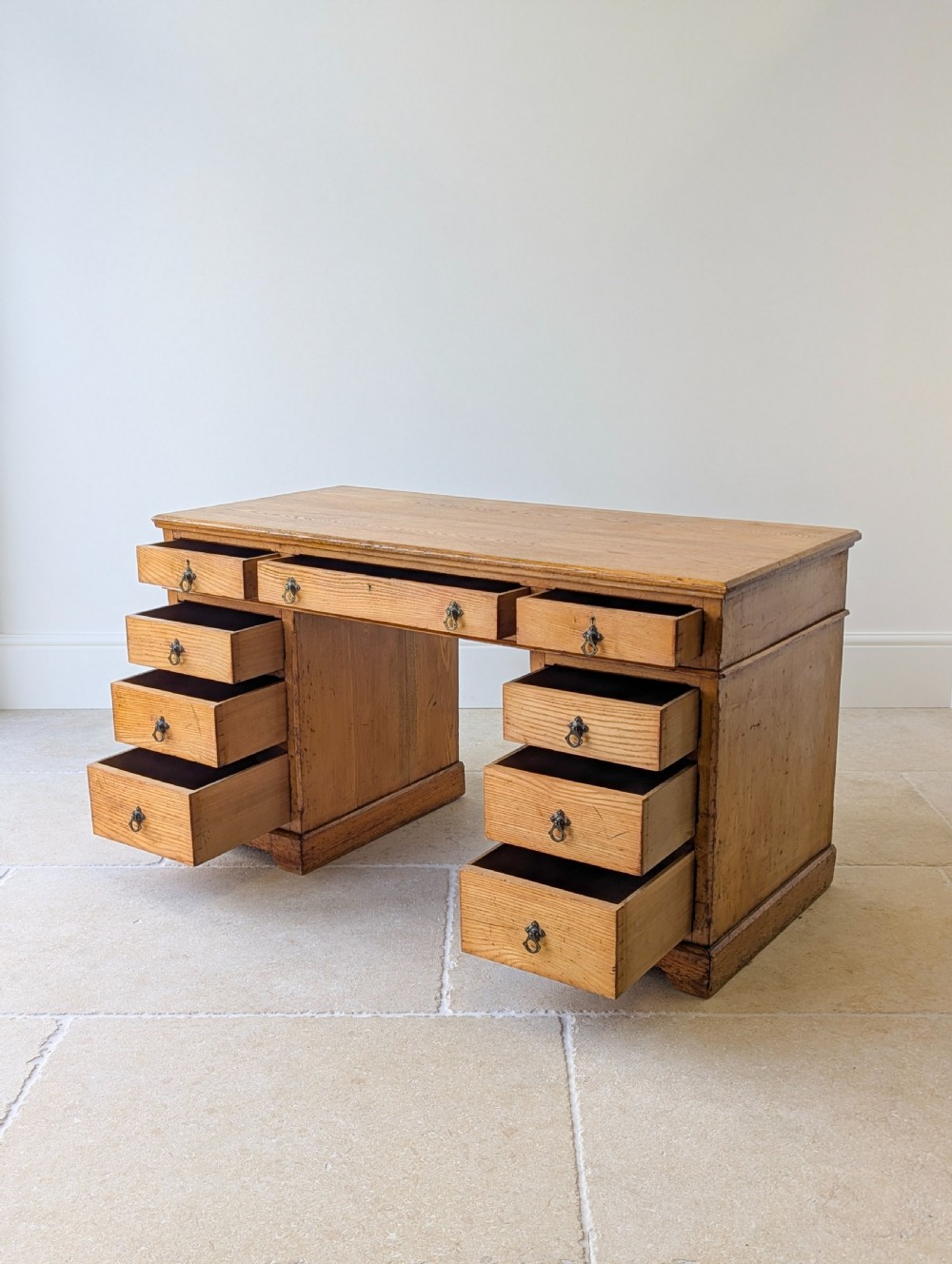 Antique Victorian Aesthetic Movement Solid Ash Pedestal Desk c.1880 View IV