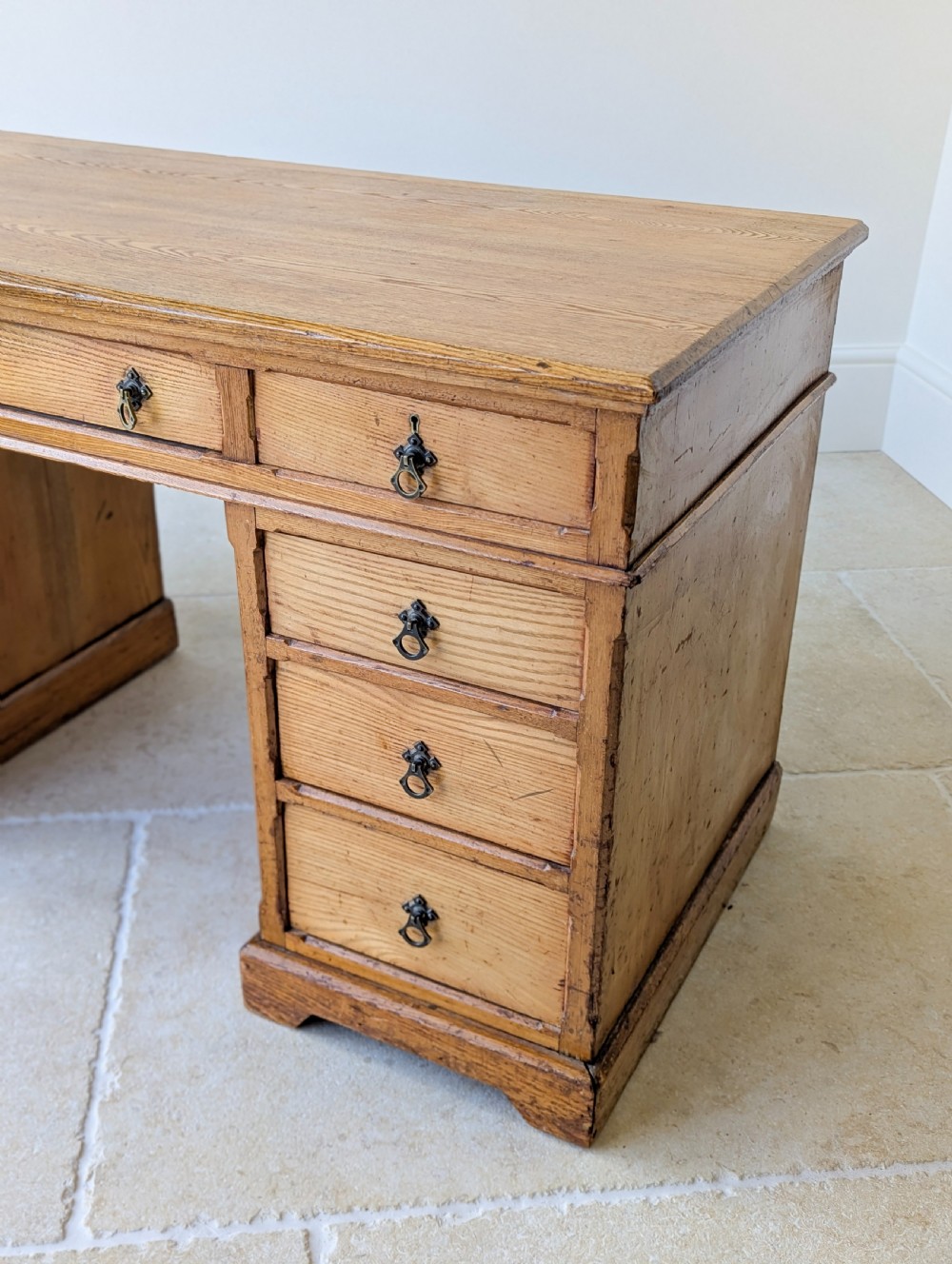 Antique Victorian Aesthetic Movement Solid Ash Pedestal Desk c.1880 View VII