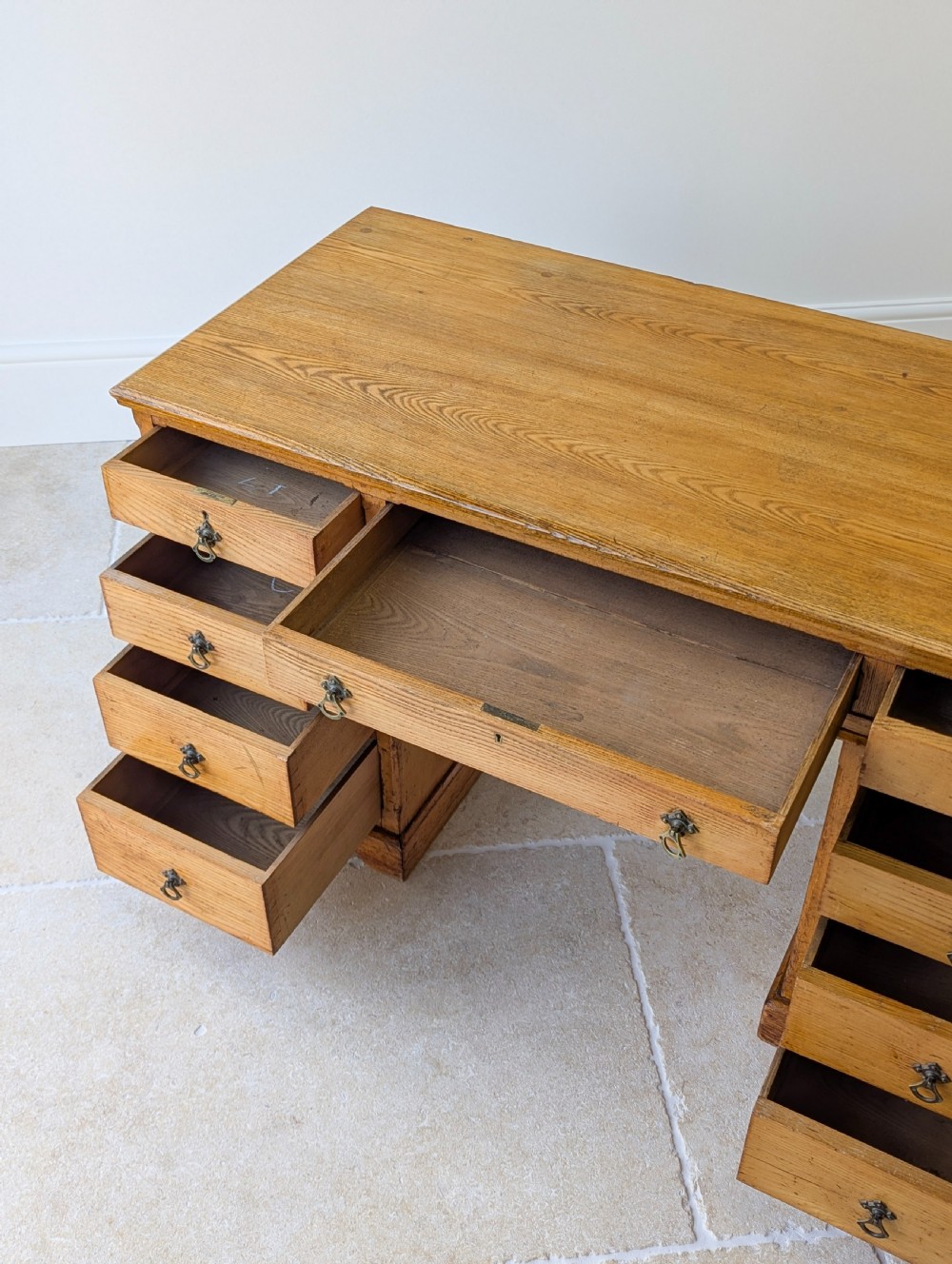 Antique Victorian Aesthetic Movement Solid Ash Pedestal Desk c.1880 View VIII
