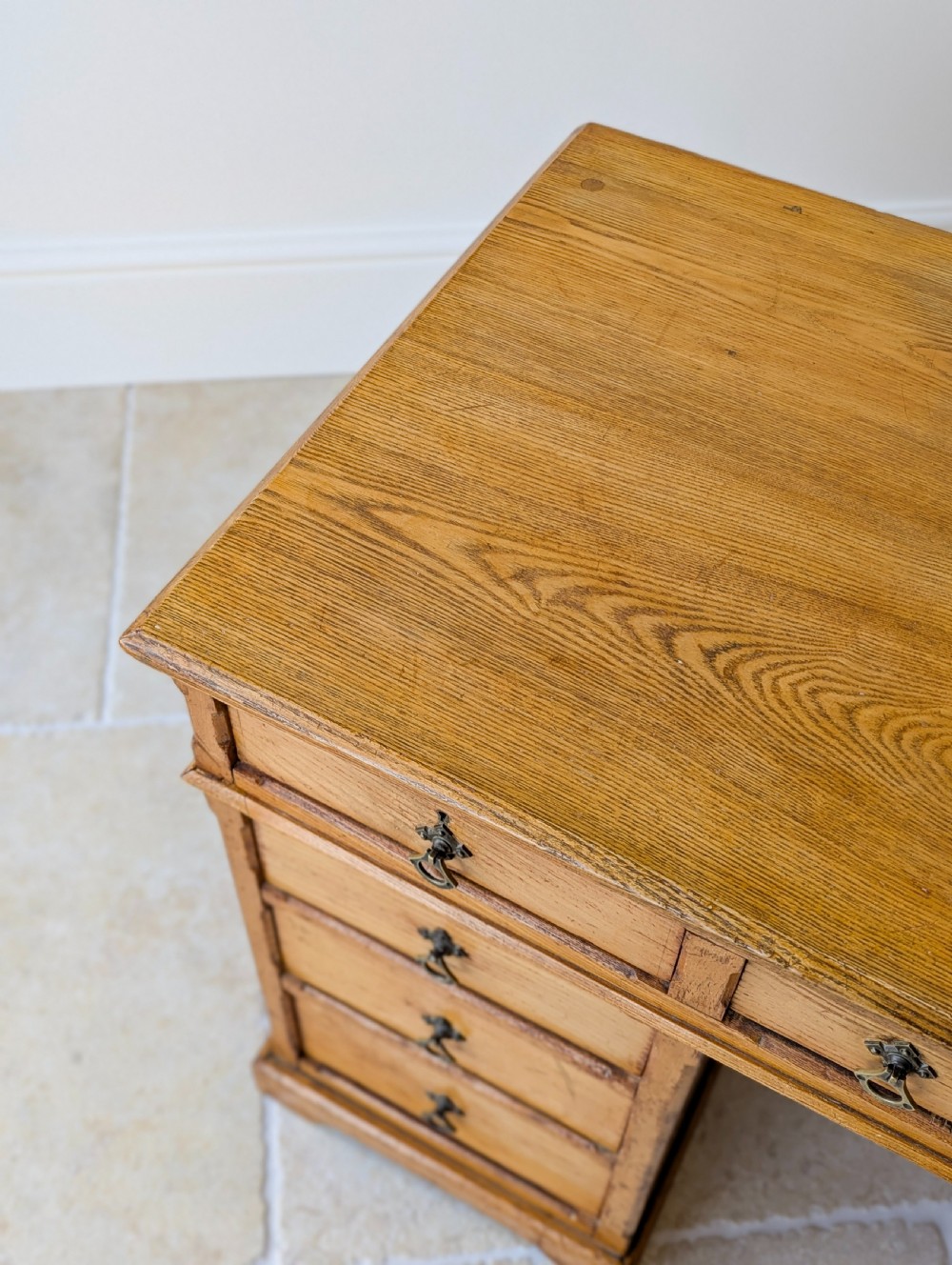 Antique Victorian Aesthetic Movement Solid Ash Pedestal Desk c.1880 View IX