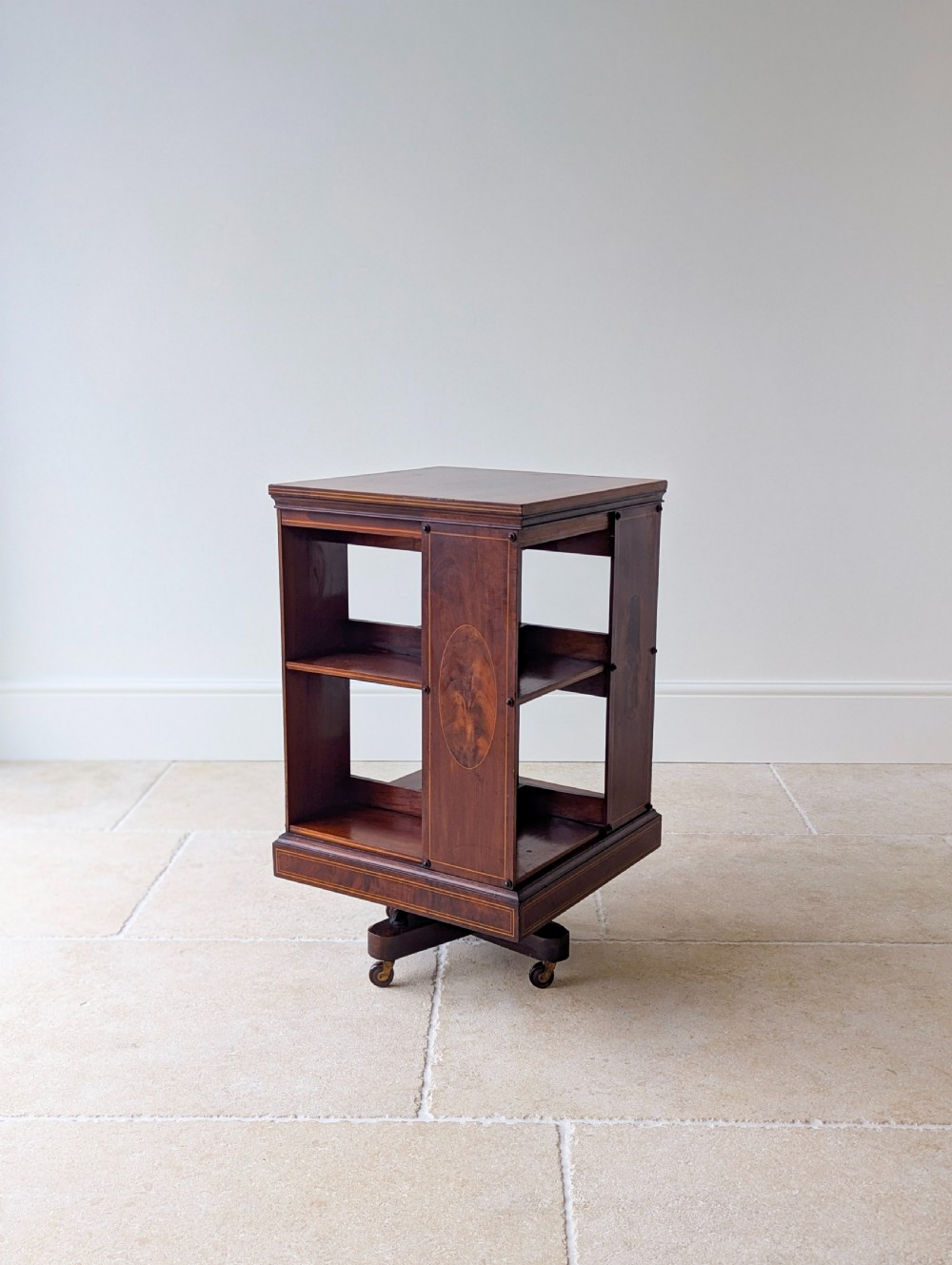 Antique Edwardian Inlaid Mahogany Revolving Bookcase c.1910
