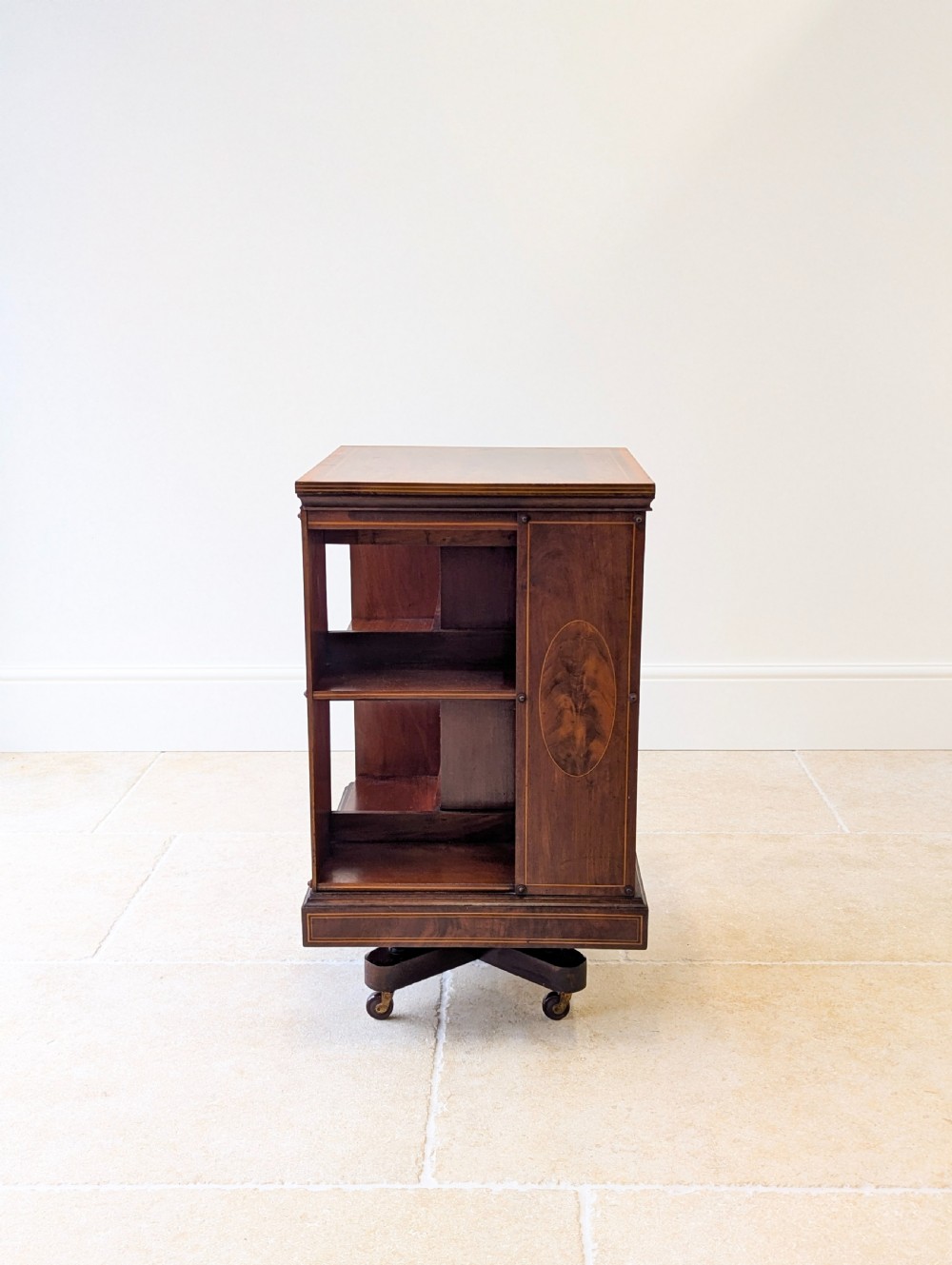 Antique Edwardian Inlaid Mahogany Revolving Bookcase c.1910 View VIII