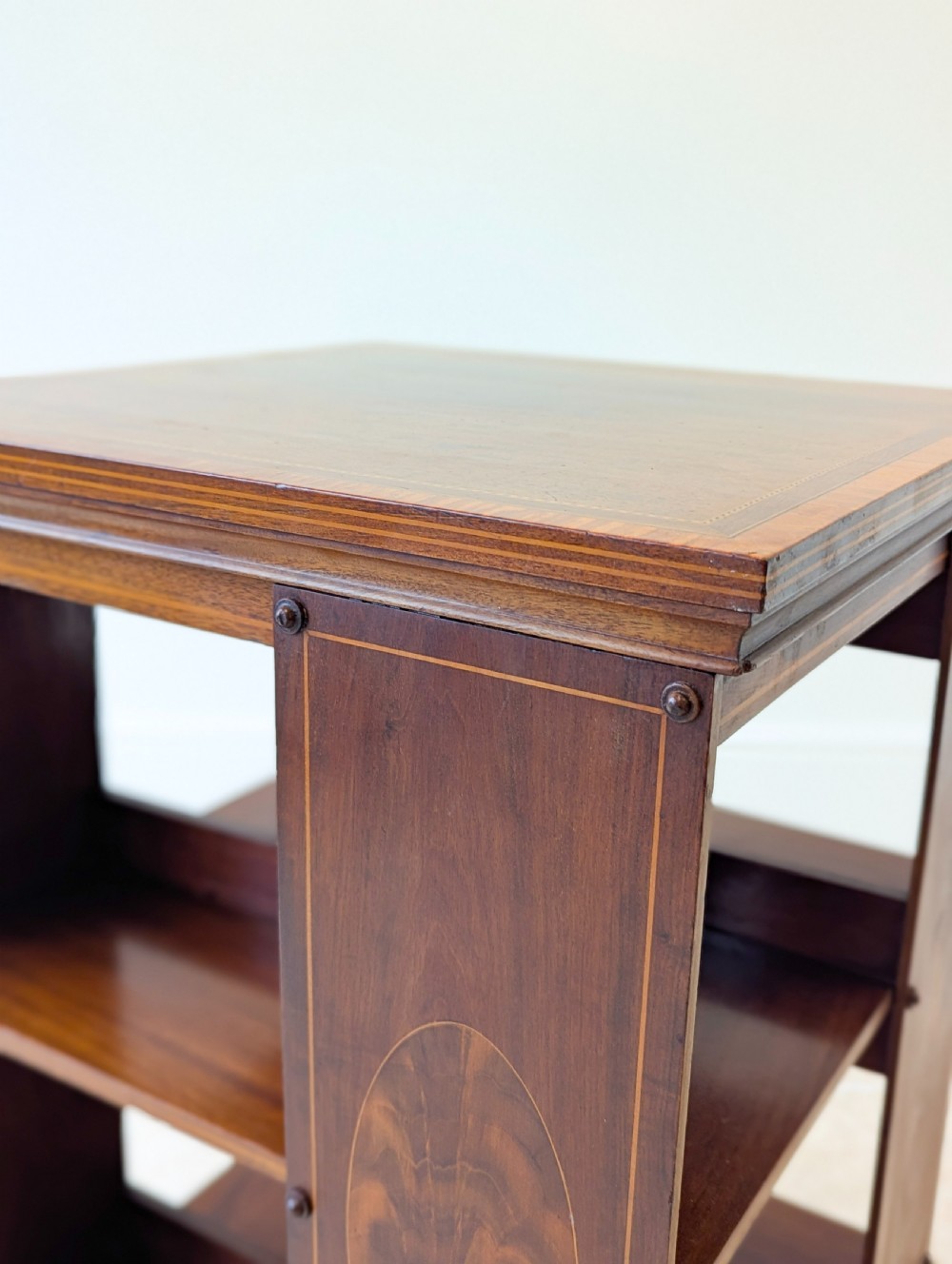 Antique Edwardian Inlaid Mahogany Revolving Bookcase c.1910 View IX