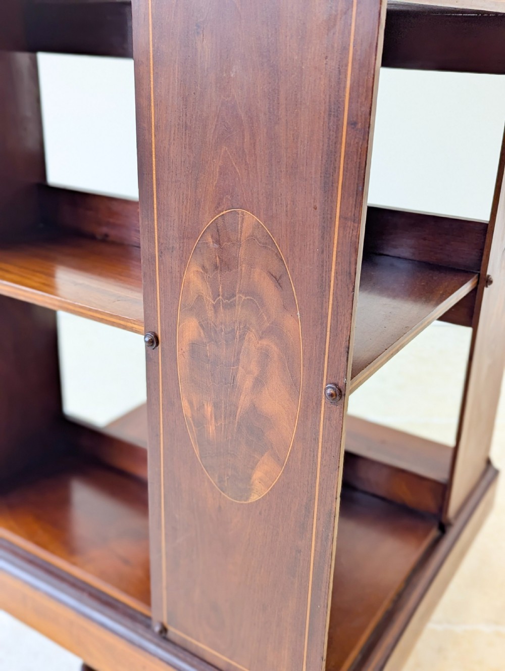 Antique Edwardian Inlaid Mahogany Revolving Bookcase c.1910 View X