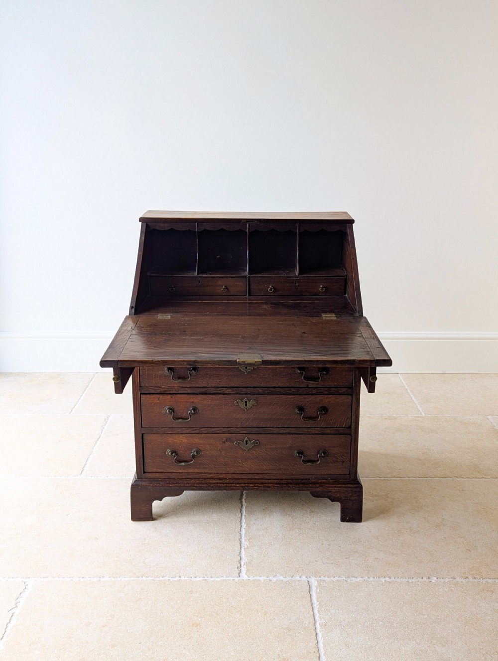 Antique George III Oak Bureau c.1780 View IV