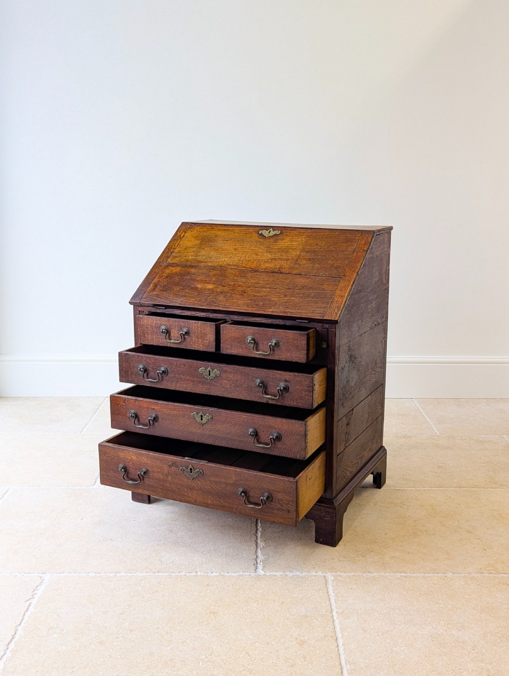 Antique George III Oak Bureau c.1780 View V