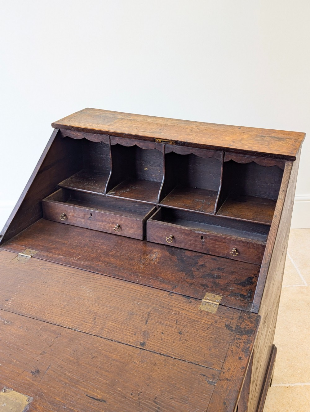 Antique George III Oak Bureau c.1780 View XII