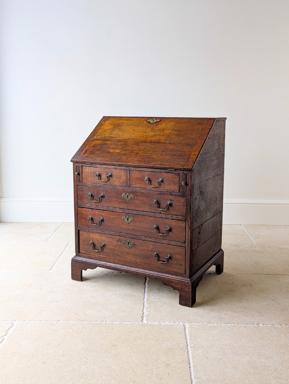 Antique George III Oak Bureau c.1780 View XIII