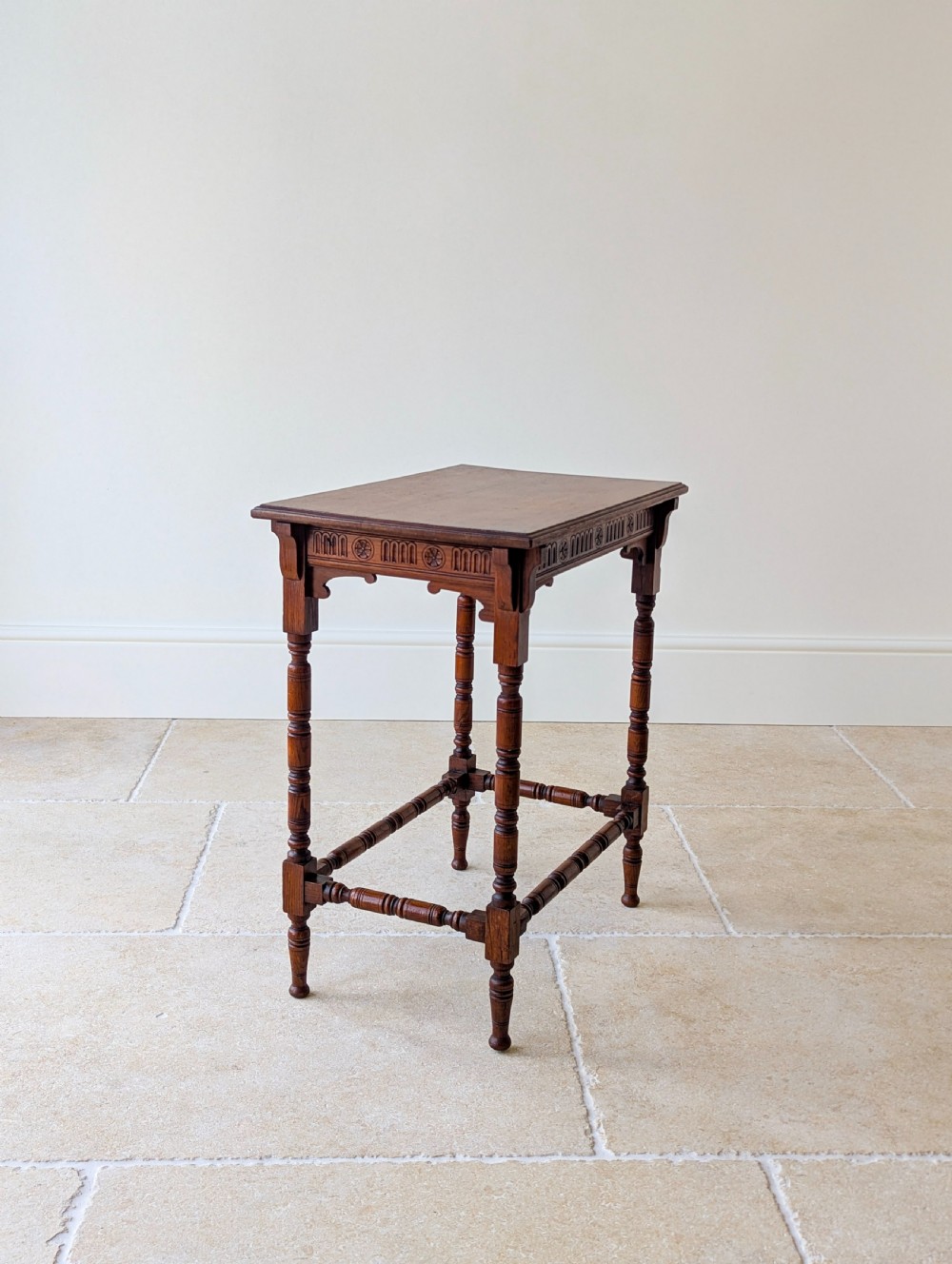 Antique Victorian Oak Jacobean Revival Occasional Table c.1890 View V