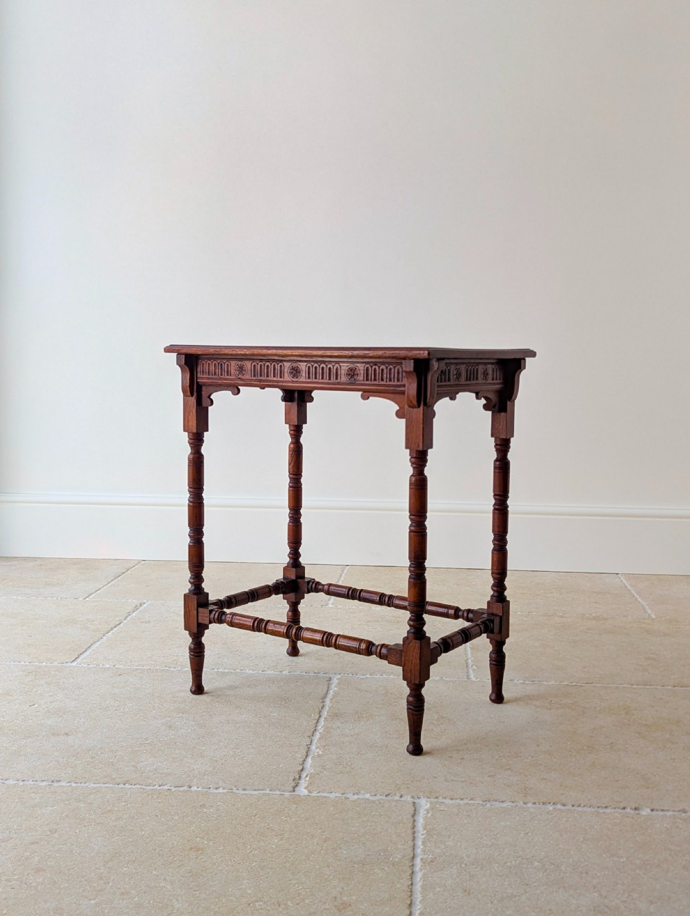 Antique Victorian Oak Jacobean Revival Occasional Table c.1890 View VI