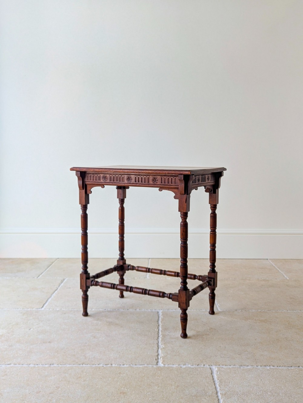 Antique Victorian Oak Jacobean Revival Occasional Table c.1890 View IX