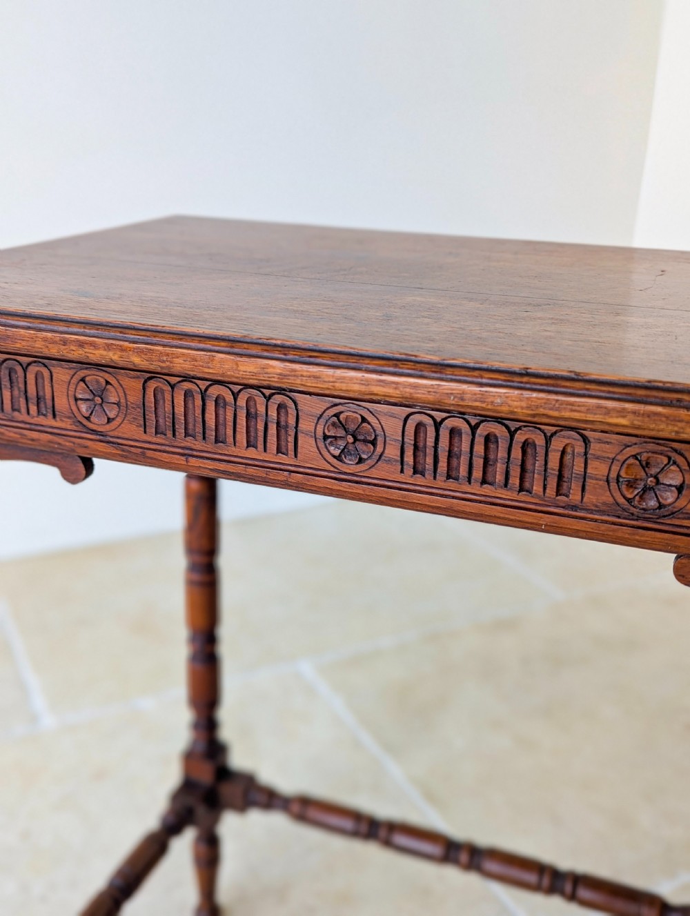 Antique Victorian Oak Jacobean Revival Occasional Table c.1890 View XIV