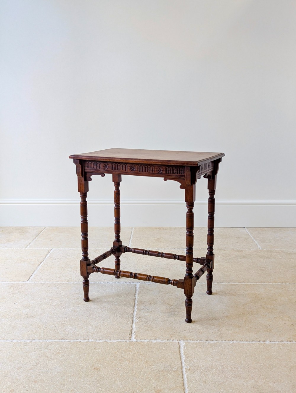Antique Victorian Oak Jacobean Revival Occasional Table c.1890 View XVI