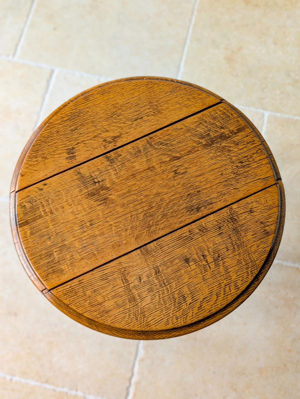 Antique Edwardian Oak Circular Pub Table by Gaskell & Chambers c.1910 View II