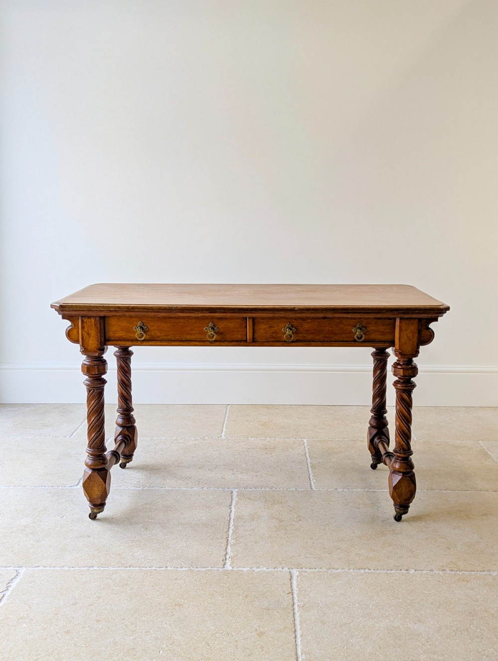 Antique Victorian Ash Writing Table by Hindley & Sons c.1880 View II