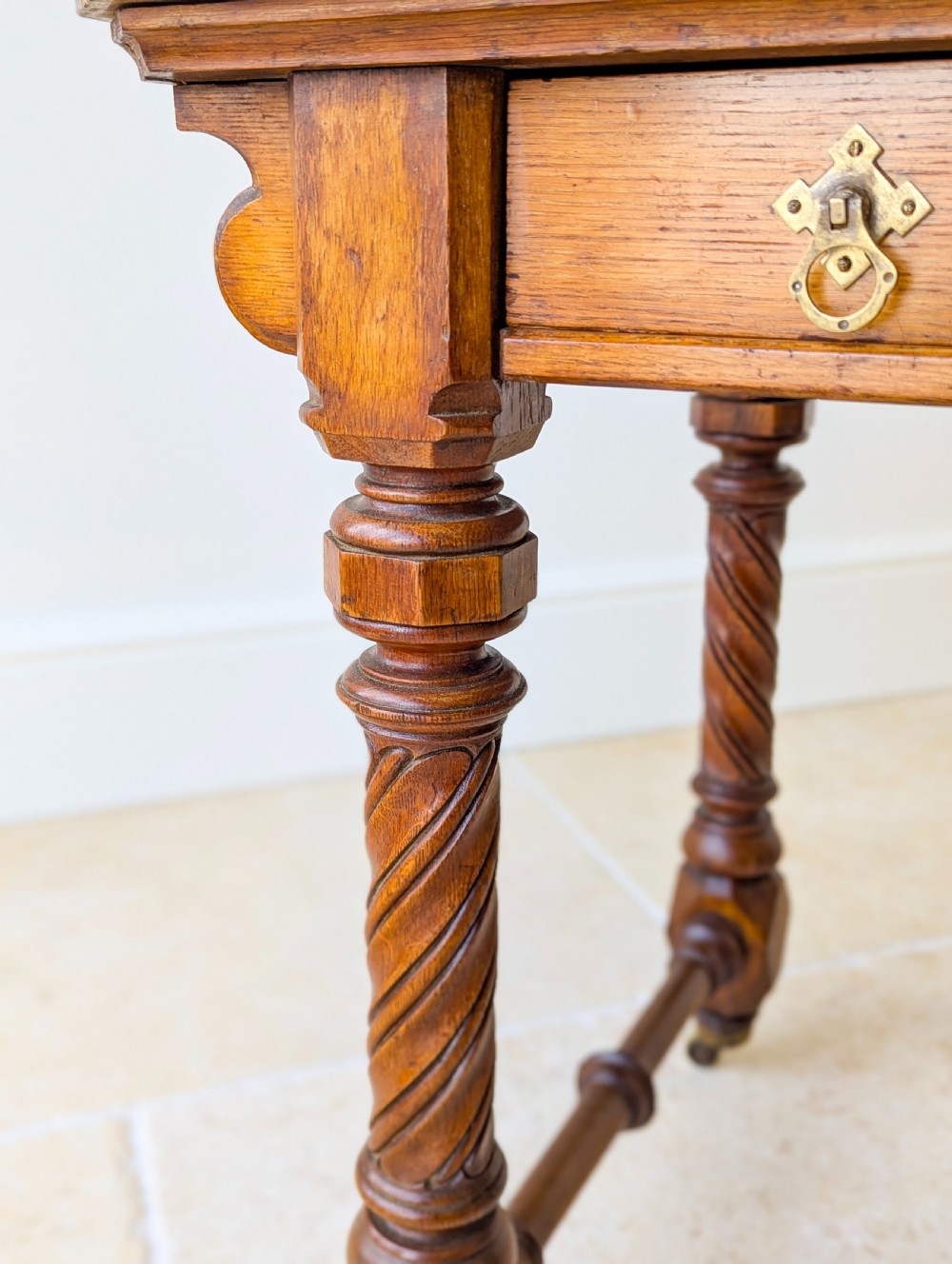 Antique Victorian Ash Writing Table by Hindley & Sons c.1880 View IX