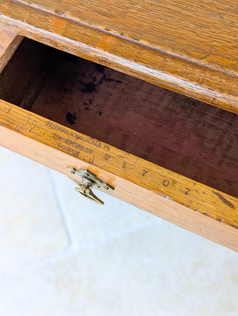 Antique Victorian Ash Writing Table by Hindley & Sons c.1880 View XI