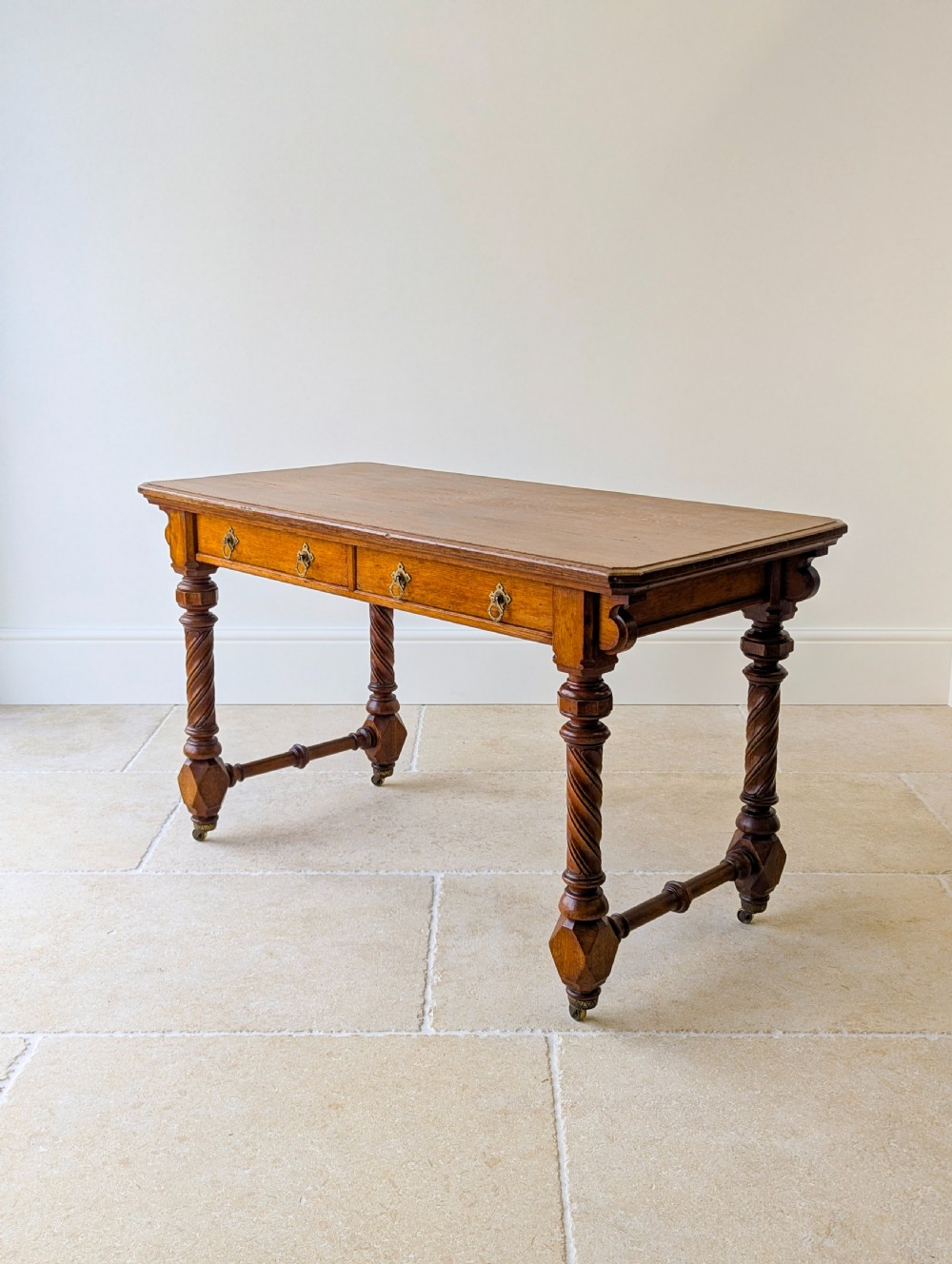 Antique Victorian Ash Writing Table by Hindley & Sons c.1880 View XII