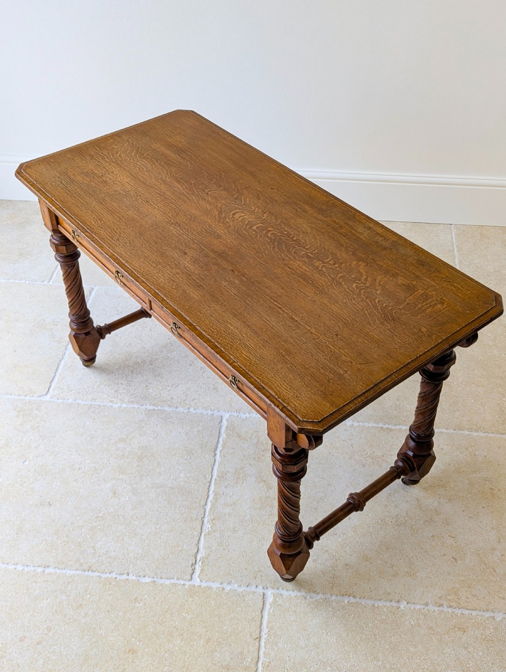 Antique Victorian Ash Writing Table by Hindley & Sons c.1880 View XIII
