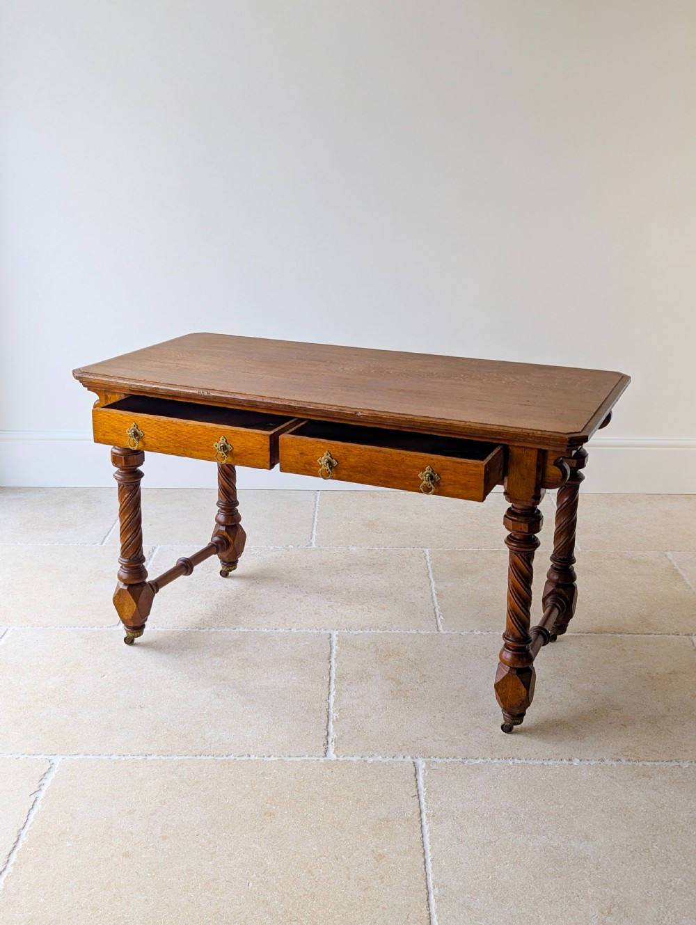 Antique Victorian Ash Writing Table by Hindley & Sons c.1880 View XIV