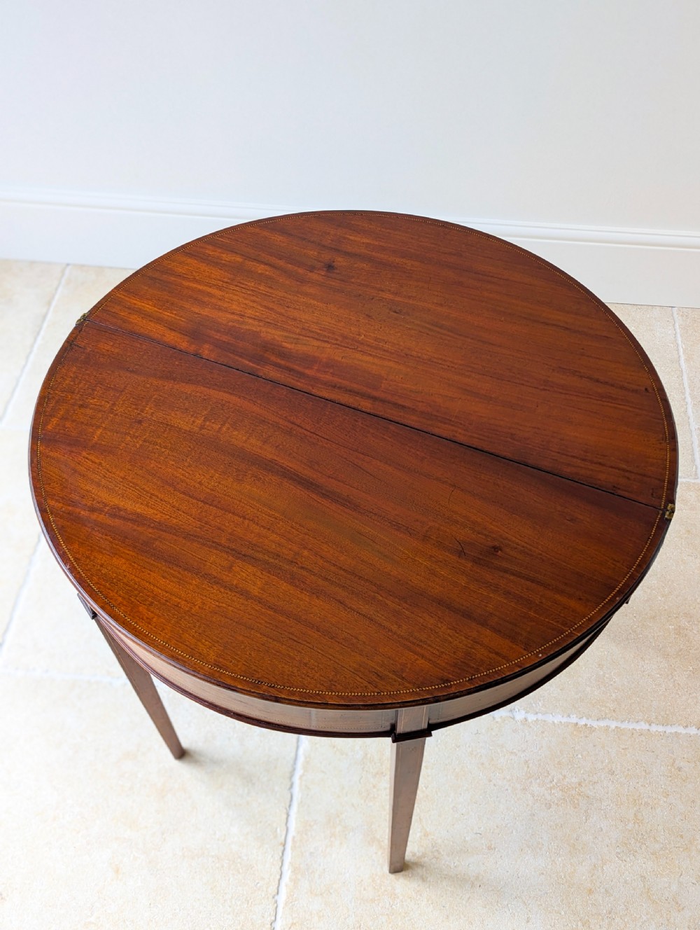 Antique George III Inlaid Mahogany Demi-Lune Fold-Over Tea Table c.1790 View VI