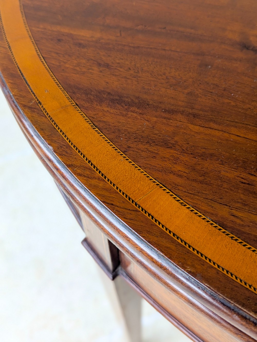 Antique George III Inlaid Mahogany Demi-Lune Fold-Over Tea Table c.1790 View XV
