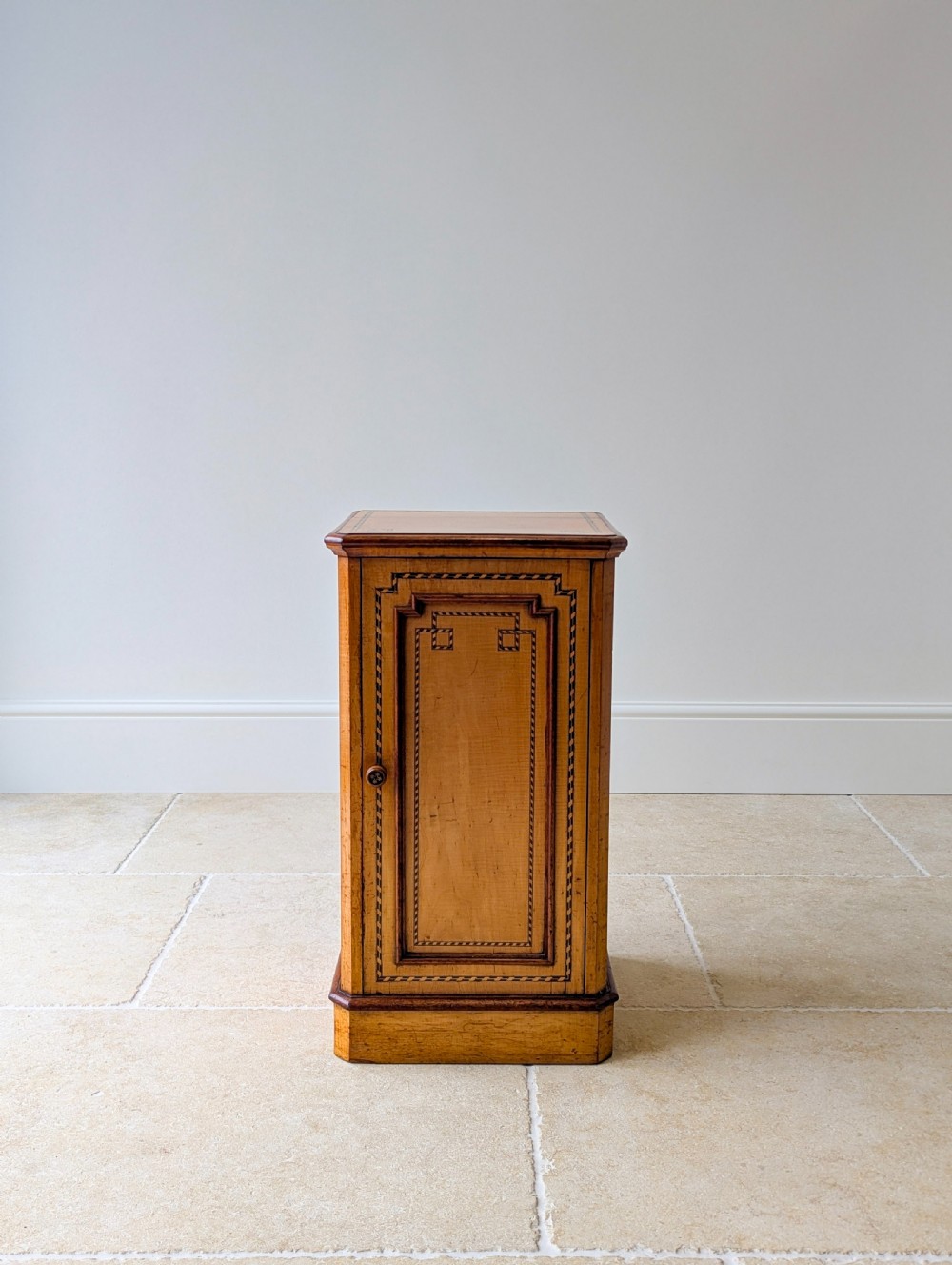 Antique Aesthetic Movement Satin Birch and Walnut Bedside Cabinet c.1890 View II