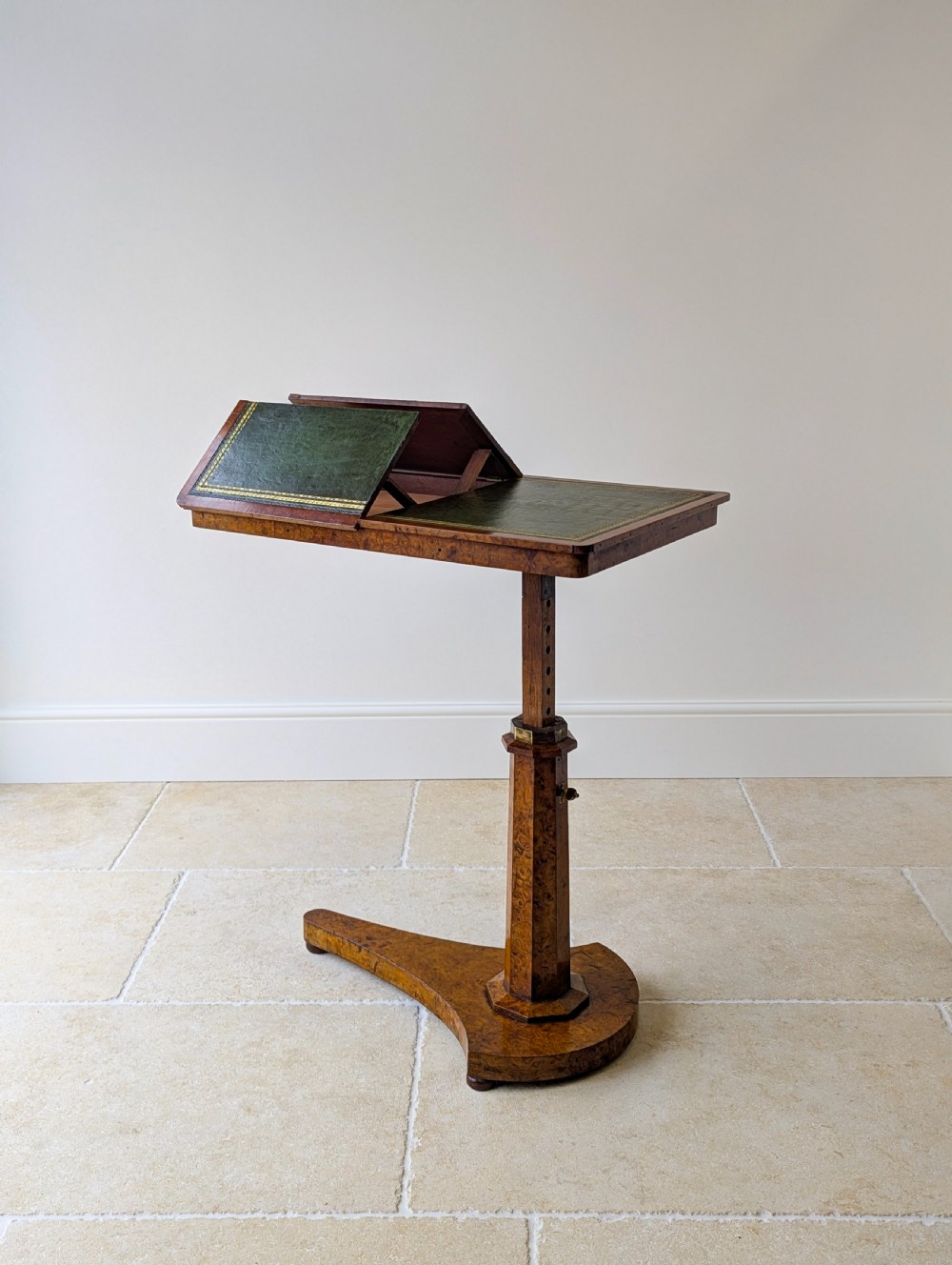 Antique George IV Burr Elm Adjustable Library Reading Table c.1830