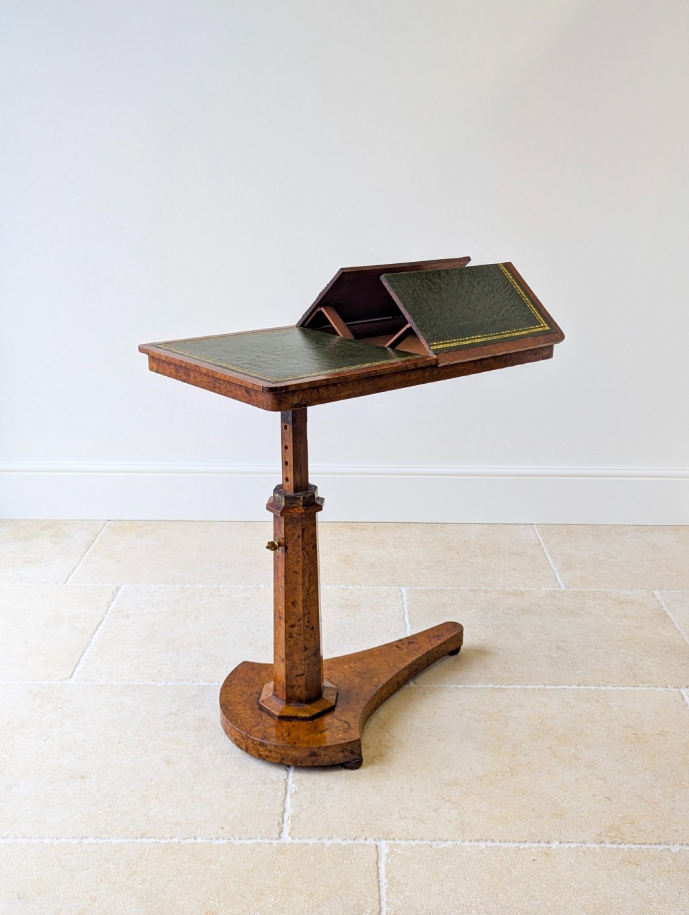 Antique George IV Burr Elm Adjustable Library Reading Table c.1830 View V