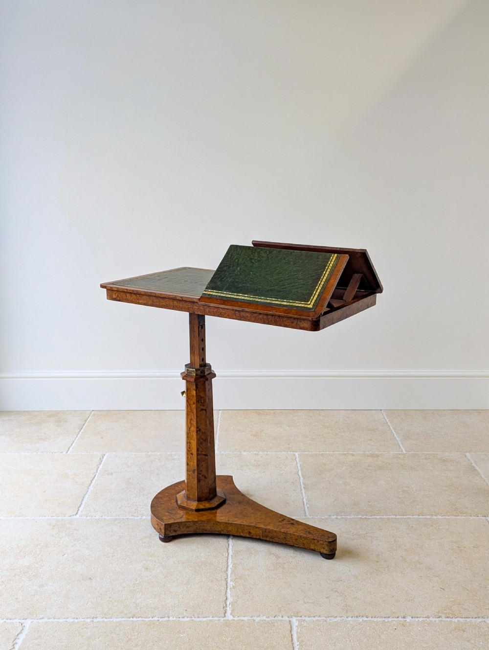 Antique George IV Burr Elm Adjustable Library Reading Table c.1830 View VI
