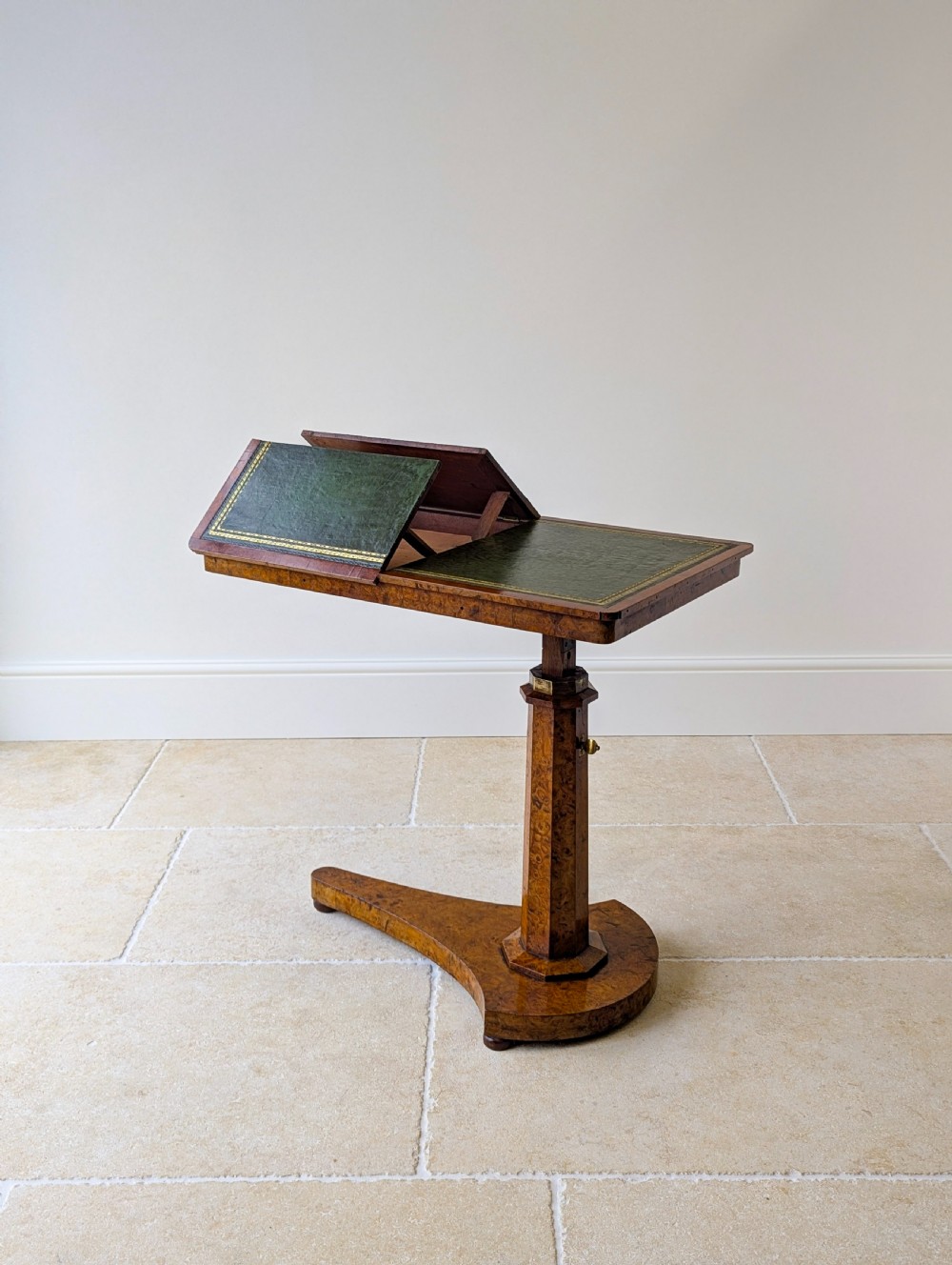 Antique George IV Burr Elm Adjustable Library Reading Table c.1830 View XVII