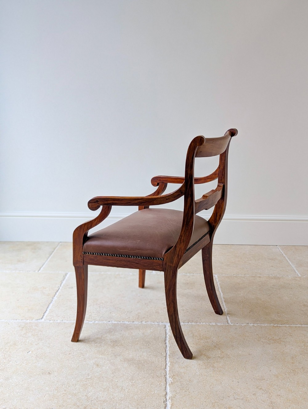 Antique Edwardian Rosewood and Brass Inlaid Desk Chair c.1910 View XV