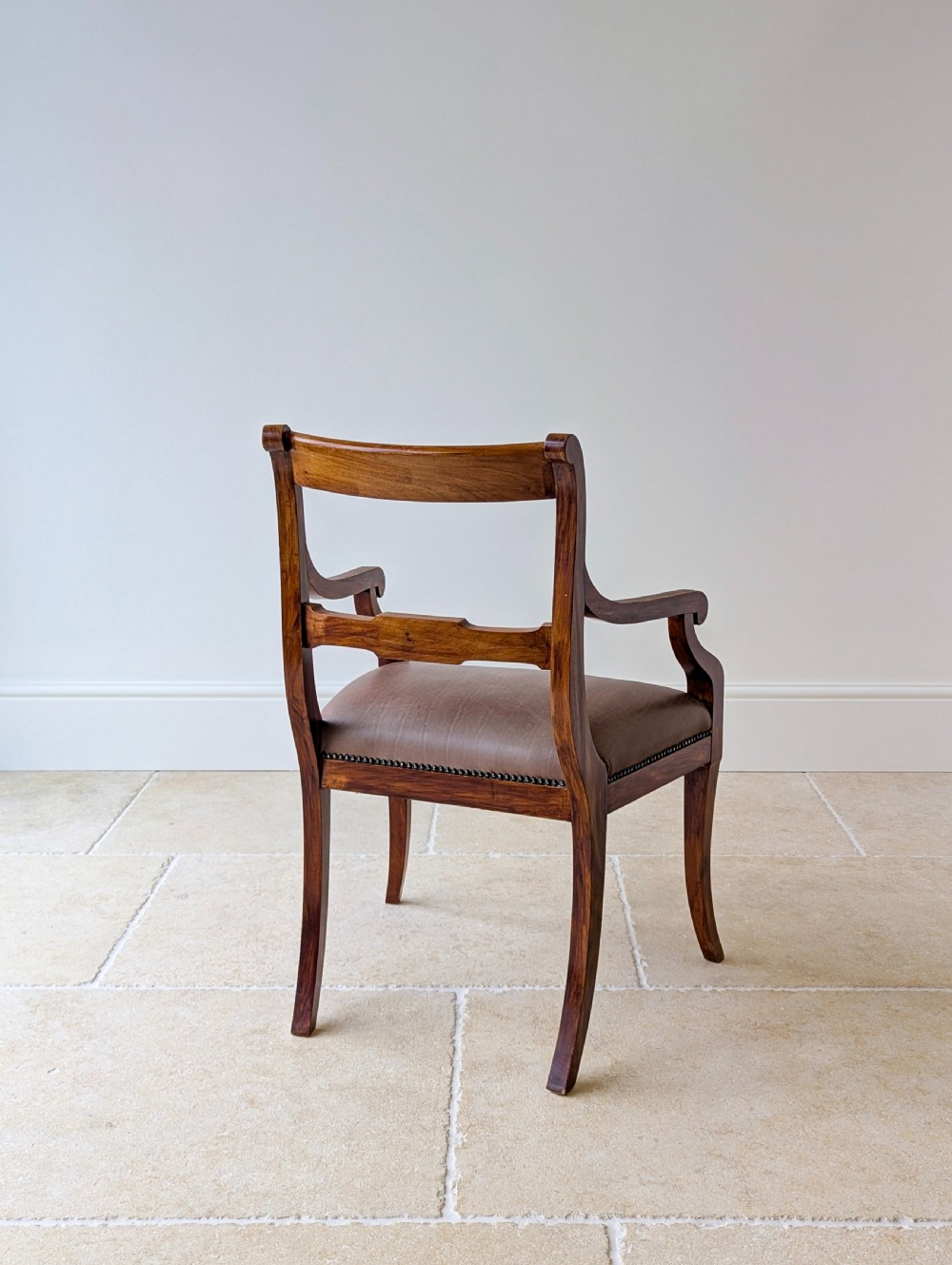 Antique Edwardian Rosewood and Brass Inlaid Desk Chair c.1910 View XVI