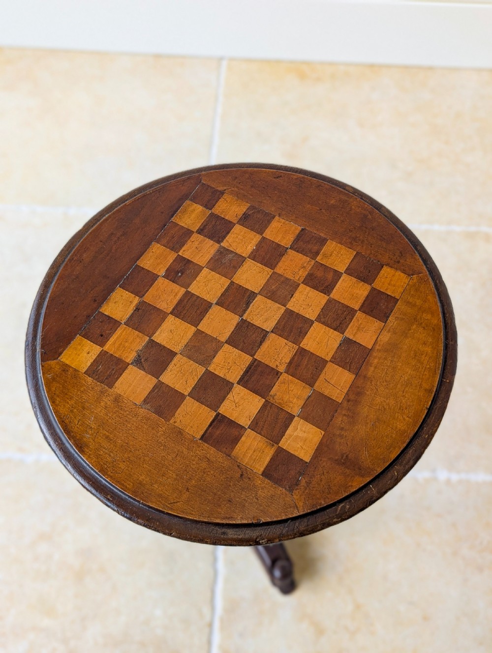 Antique Victorian Mahogany Games Table with Inlaid Chess Board c.1890 View II